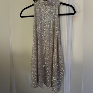 Worthington Silver Sequin Halter Top